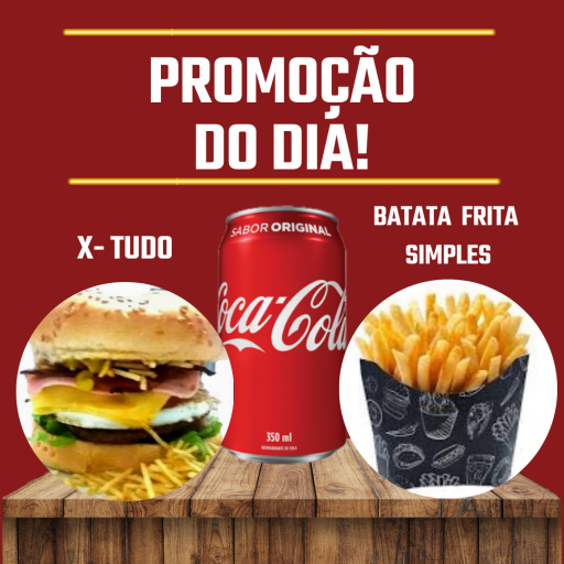 X- Tudo + Batata Frita Simples + Coca Cola 350ML