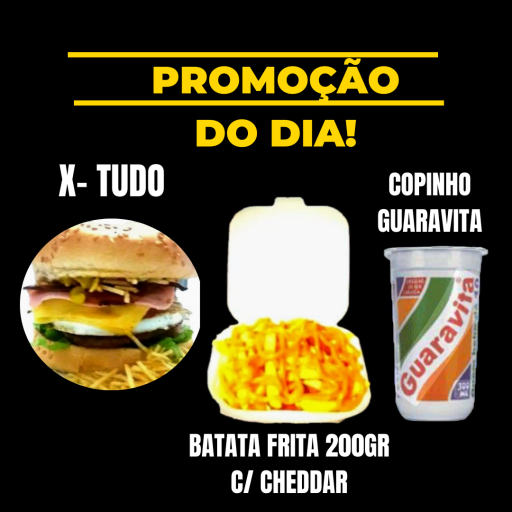 X- Tudo  + Batata Frita 200Gr C/cheddar + Copinho Guaravita