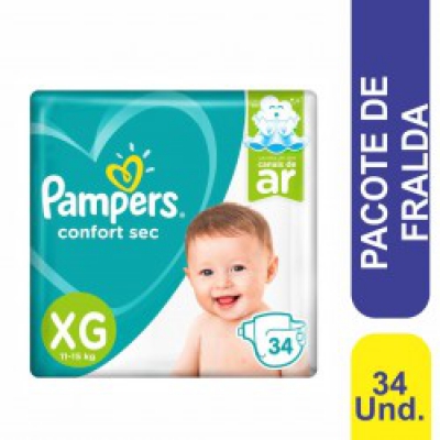 Fralda Pampers Confort Sec Mega Xg 34Un