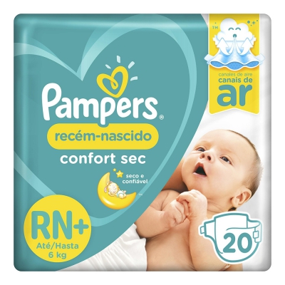 Fralda Pampers Confort Sec Recém Nascido+ 20Un