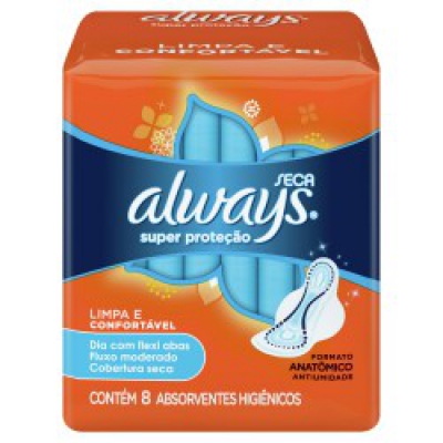 Absorvente Always Básico Seca Com Abas 8Un