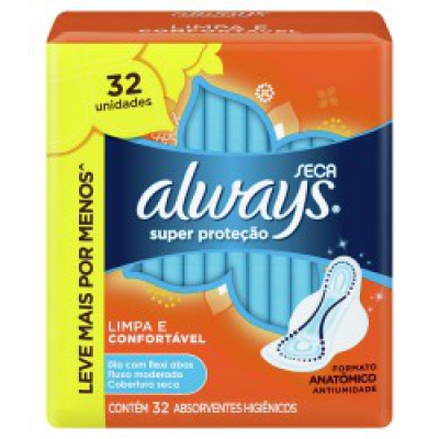 Absorvente Always Básico Seca Com Abas 32Un