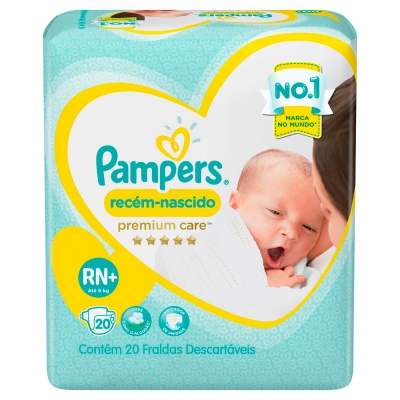 Fralda Pampers Premium Care Recém Nascido+ 20Un