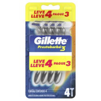 Aparelho de Barbear Gillette Prestobarba3 Comfortgel L4 P3Un