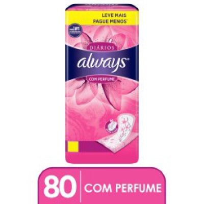 Absorvente Always Protetor Diário Com Perfume 80Un Sem Abas