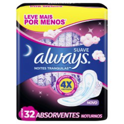 Absorvente Always Noites Tranquilas Suave G Com Abas 32Un