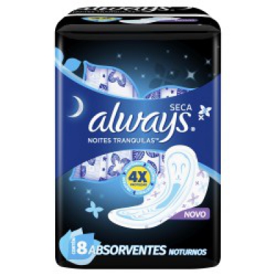 Absorvente Always Noites Tranquilas Seca G Com Abas 8Un