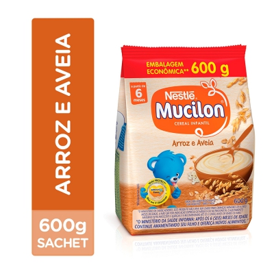 Mucilon Arroz e Aveia Sachê 600G