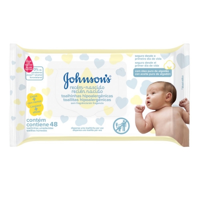Lenço Umedecido Johnsons Baby Recém Nascido 48Un