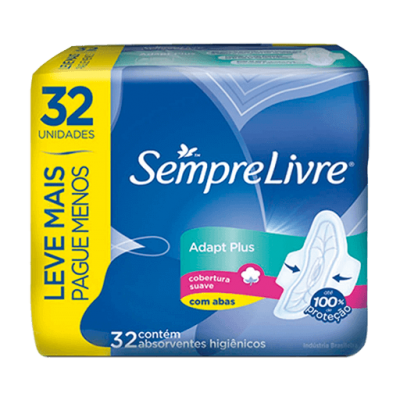 Absorvente Sempre Livre Adapt Plus Suave 32Un Com Abas