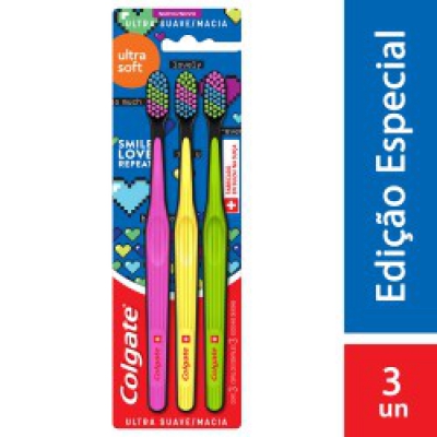 Escova Dental Colgate Ultra Soft Ultra Suave Macia 3Un