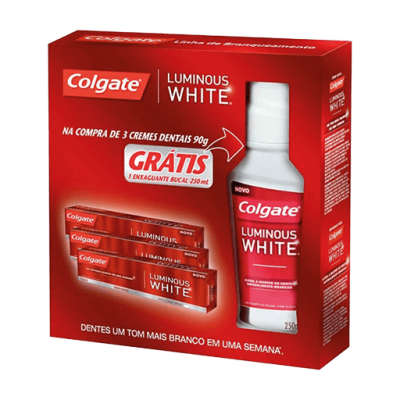 Creme Dental Colgate Luminous White 3Un Grátis Enxaguato 70G