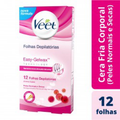 Folhas Depilatória Veet Cera Fria Pele Normal 12Un
