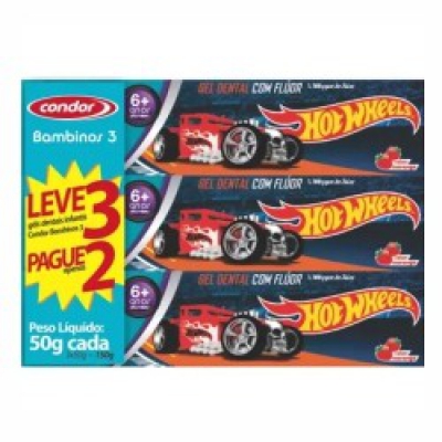 Gel Dental Condor 6 Anos Hot Wheels Lv3 Pg2Un 50G