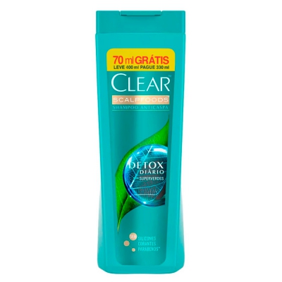 Shampoo Clear Anticaspa Detox Diário Leve 400ML Pague 330ML