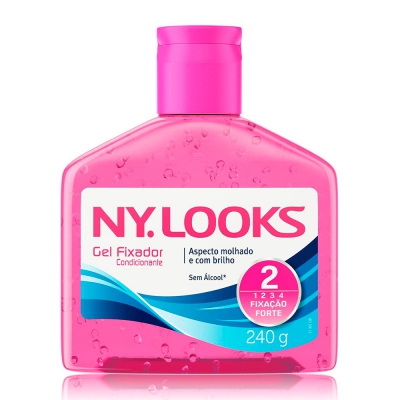 Gel Fixador Nylooks 2 Fixação Forte Rosa 240G
