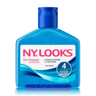Gel Fixador Nylooks 4 Fixação Mega Forte Azul 240G