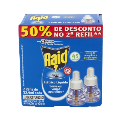 Raid Refil 45 Noites 32,9ML 50% No Segundo Refil 2Un