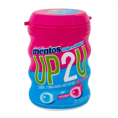 Mentos Goma Up2U Menta e Tutti Frutti Garrafa 56G