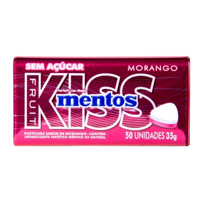 Mentos Kiss Latinha Morango 35G