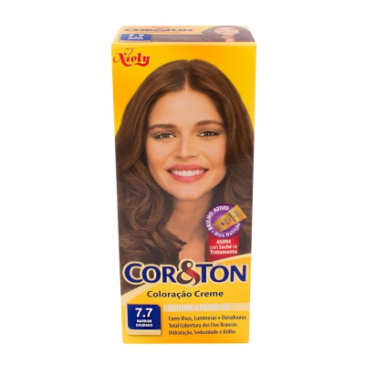 Tintura Cor e Ton 7.7 Marrom Dourado