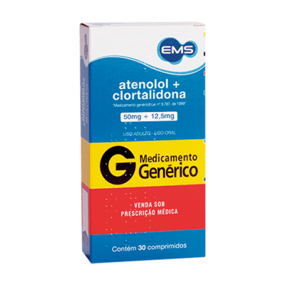 Atenolol + Clortalidona 50Mg + 12,5Mg 30Cpr Gen.ems