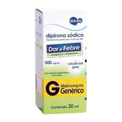 Dipirona Monoidratada 500Mg/ml Gotas 20ML Gen.ems