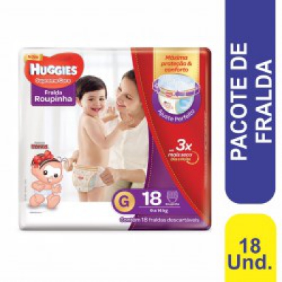 Fralda Huggies Supreme Care Roupinha Jumbo G 18Un
