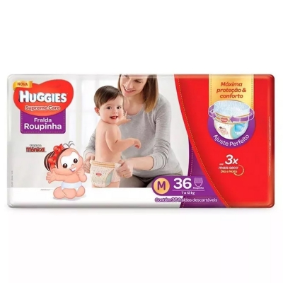 Fralda Huggies Supreme Care Roupinha Mega M 36Un