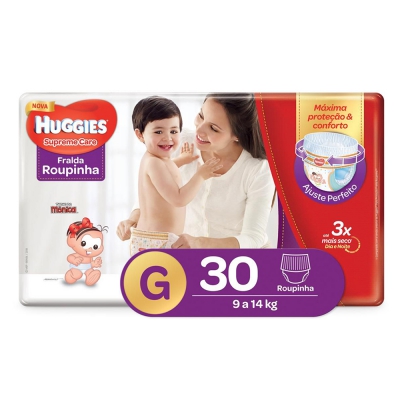 Fralda Huggies Supreme Care Roupinha Mega G 30Un