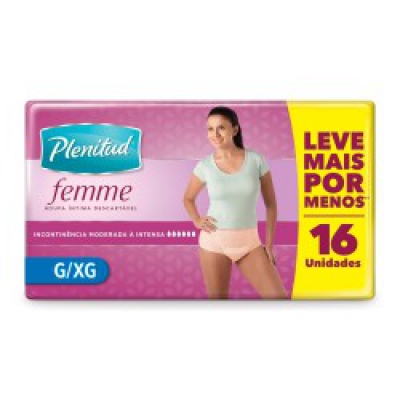 Roupa Íntima Plenitud Femme G/xg Leve Mais Por Menos 16Un