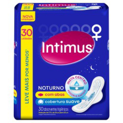 Absorvente Intimus Noturno Suave 30Un Com Abas