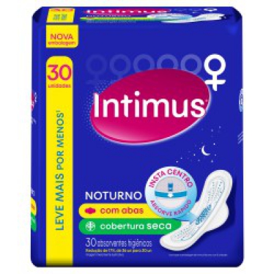 Absorvente Intimus Noturno Seca 30Un Com Abas