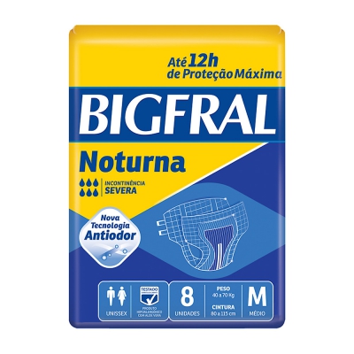 Fralda Bigfral Derma Plus Noturna M 8Un