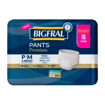Roupa Íntima Bigfral Pants Premium Pq/md 16Un