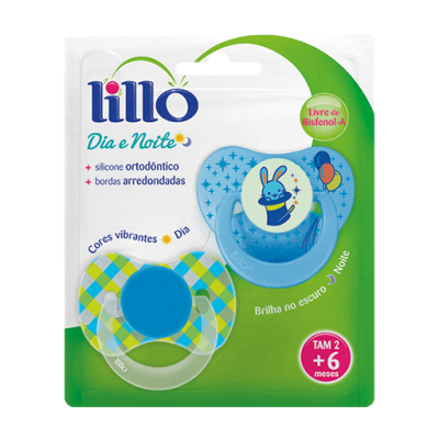 Chupeta Lillo Dia e Noite Ortodôntica Azul 2Un Ref622520