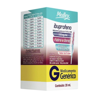 Ibuprofeno 100Mg/ml Gotas 20ML Gen.medley