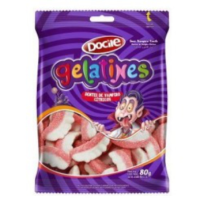 Bala Docile Gelatines Dentes Vampiro Cítrico 80G
