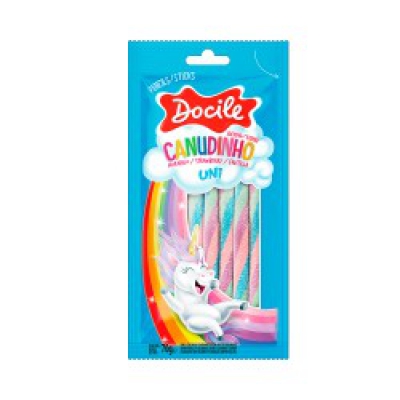Bala Docile Canudinho Unicónio Morango 70G