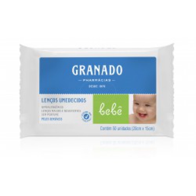 Lenço Umedecido Granado Bebê Pele Sensível 50Un