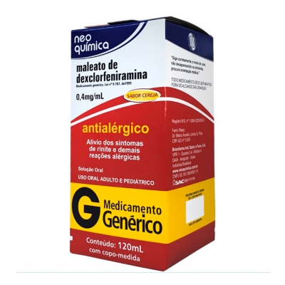 Dexclorfeniramina 0,4Mg/ml 120ML Gen.neo Química