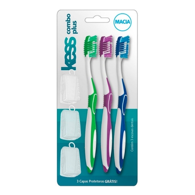 Escova Dental Kess Combo Macia Leve3Un Pague2Un