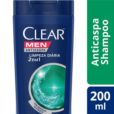 Shampoo Clear Men Anticaspa Limpeza Diária 2 Em 1 200ML