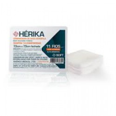 Compressa de Gaze Herika 7.5X7.5 11/13Fio 10Un