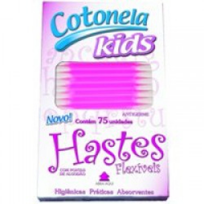 Hastes Flexíveis Cotonela Kids Rosa 75Un