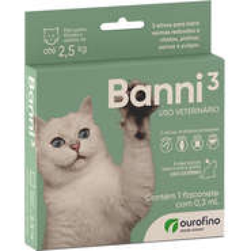 Antipulgas Ourofino Banni 3 Para Gatos Até 2,5KG