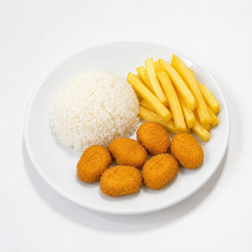 Nuggets+Arroz Branco+Fritas (Kids)