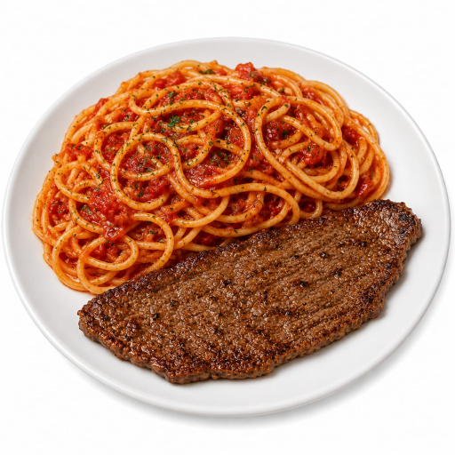 Bife+Espaguete Ao Molho Italiano