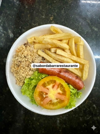 233 *Mini* Linguiça Fina - Arroz,Feijão,Farofa, Fritas,Salad