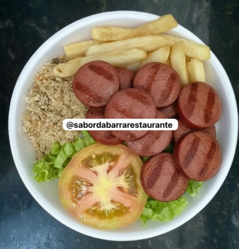 502- Linguiça Churras- Arroz,feijão,farofa,fritas e Salada